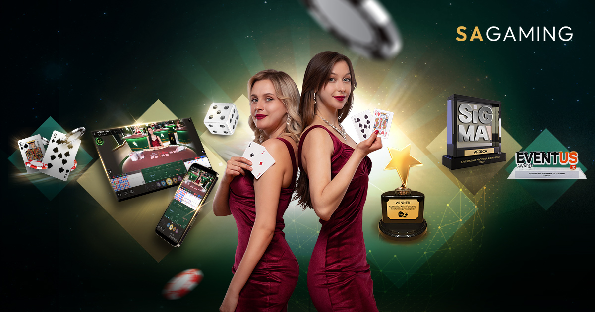 Image for an online Dragon Tiger game featuring a dealer at a casino table on the left and a mobile interface on the right. The text 'DRAGON TIGER' is prominently displayed at the bottom, with poker chips and colorful betting options visible.